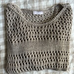 Hekla&Co Open Knit Taupe Sweater | Lightweight Sheer Neutral Pullover